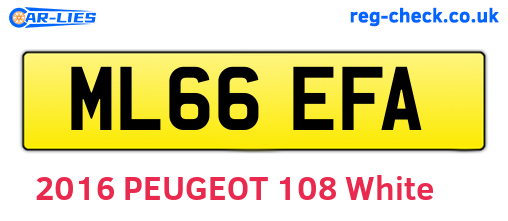 ML66EFA are the vehicle registration plates.