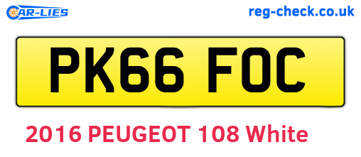 PK66FOC are the vehicle registration plates.