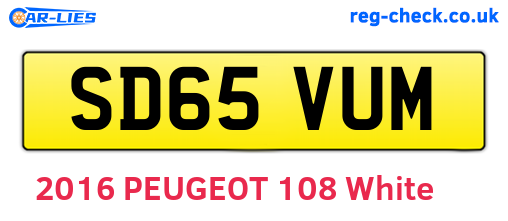 SD65VUM are the vehicle registration plates.