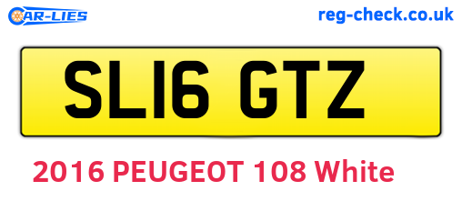 SL16GTZ are the vehicle registration plates.