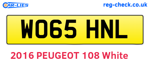 WO65HNL are the vehicle registration plates.