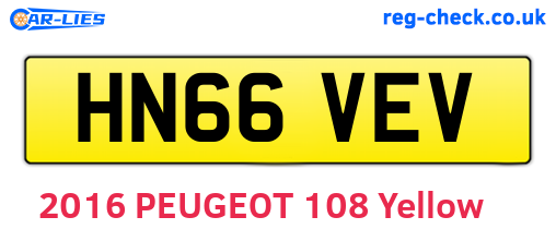 HN66VEV are the vehicle registration plates.