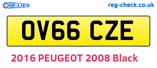 OV66CZE are the vehicle registration plates.