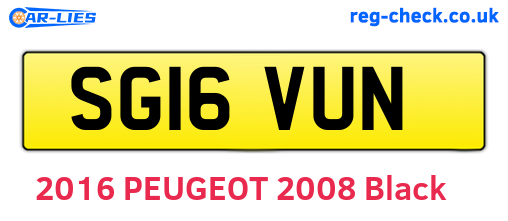 SG16VUN are the vehicle registration plates.