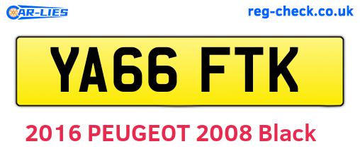 YA66FTK are the vehicle registration plates.