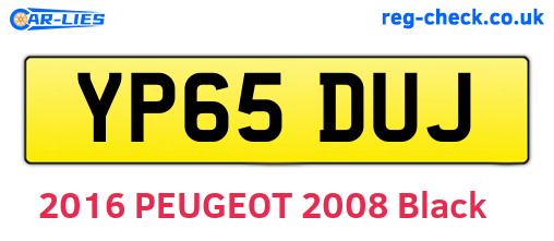 YP65DUJ are the vehicle registration plates.