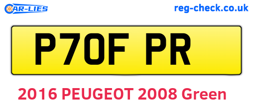 P70FPR are the vehicle registration plates.