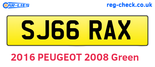 SJ66RAX are the vehicle registration plates.