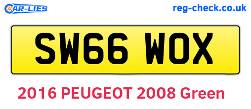 SW66WOX are the vehicle registration plates.
