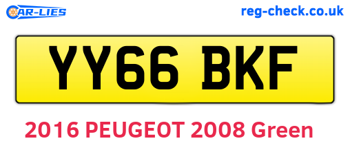 YY66BKF are the vehicle registration plates.