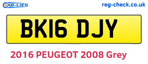 BK16DJY are the vehicle registration plates.