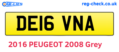 DE16VNA are the vehicle registration plates.