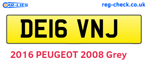 DE16VNJ are the vehicle registration plates.