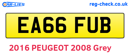EA66FUB are the vehicle registration plates.