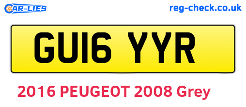 GU16YYR are the vehicle registration plates.