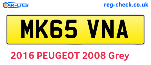 MK65VNA are the vehicle registration plates.