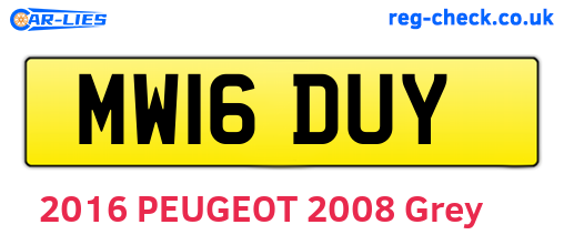 MW16DUY are the vehicle registration plates.