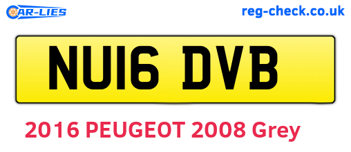 NU16DVB are the vehicle registration plates.