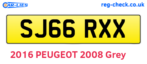 SJ66RXX are the vehicle registration plates.