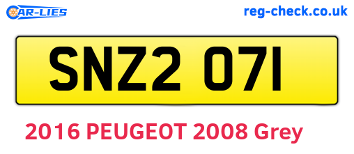 SNZ2071 are the vehicle registration plates.