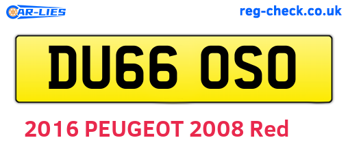 DU66OSO are the vehicle registration plates.