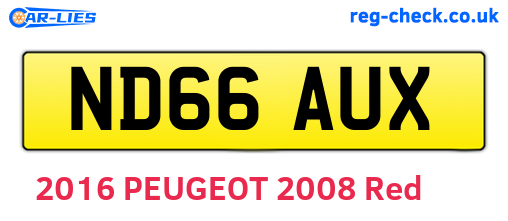 ND66AUX are the vehicle registration plates.