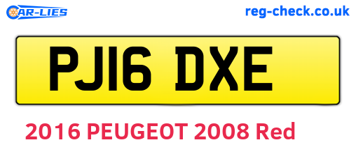 PJ16DXE are the vehicle registration plates.