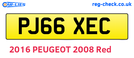 PJ66XEC are the vehicle registration plates.