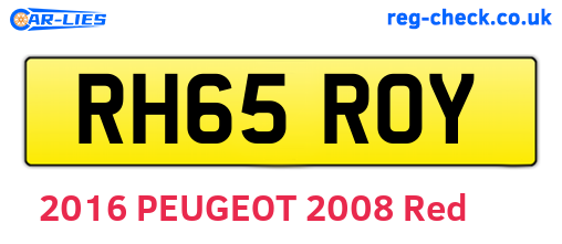 RH65ROY are the vehicle registration plates.