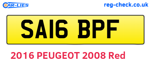 SA16BPF are the vehicle registration plates.