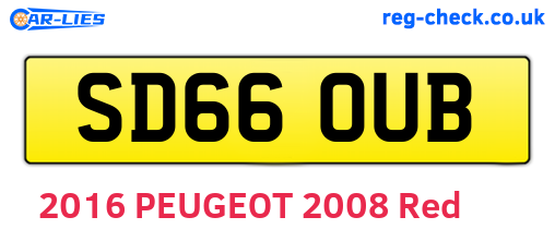 SD66OUB are the vehicle registration plates.