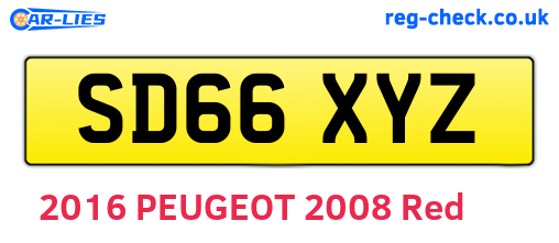 SD66XYZ are the vehicle registration plates.