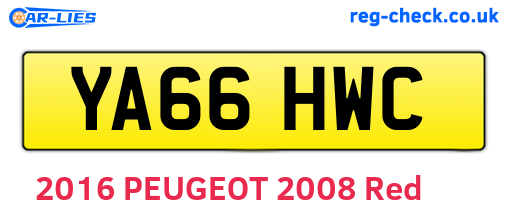 YA66HWC are the vehicle registration plates.