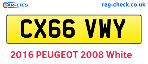 CX66VWY are the vehicle registration plates.