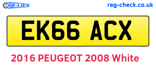 EK66ACX are the vehicle registration plates.
