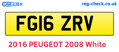 FG16ZRV are the vehicle registration plates.