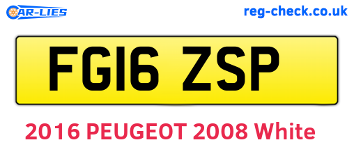 FG16ZSP are the vehicle registration plates.