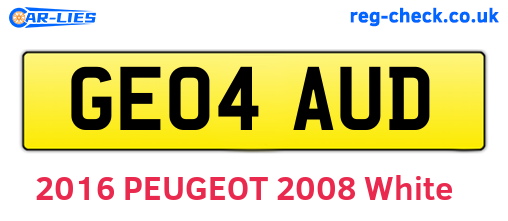 GE04AUD are the vehicle registration plates.