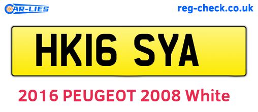 HK16SYA are the vehicle registration plates.