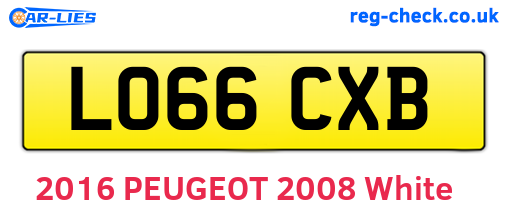 LO66CXB are the vehicle registration plates.