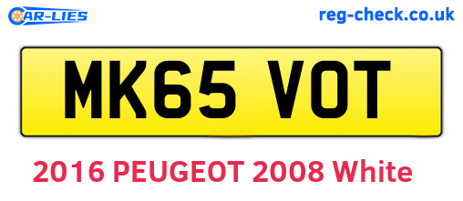 MK65VOT are the vehicle registration plates.