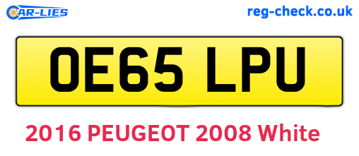 OE65LPU are the vehicle registration plates.