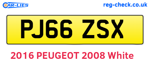 PJ66ZSX are the vehicle registration plates.