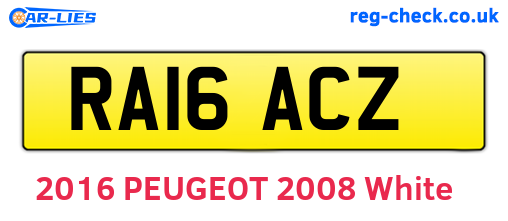 RA16ACZ are the vehicle registration plates.