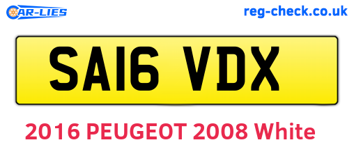 SA16VDX are the vehicle registration plates.