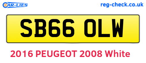 SB66OLW are the vehicle registration plates.