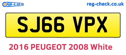 SJ66VPX are the vehicle registration plates.