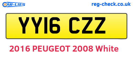 YY16CZZ are the vehicle registration plates.