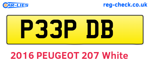 P33PDB are the vehicle registration plates.