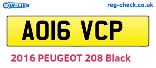 AO16VCP are the vehicle registration plates.